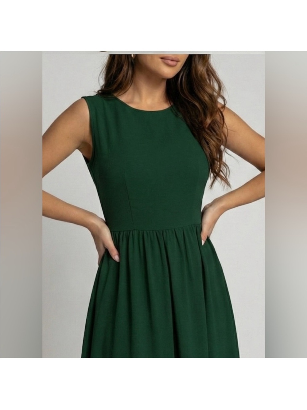 Gathered-Waist A-Line Maxi Dress With Pockets in Gorgeous Forest Green - Picture 2 of 6